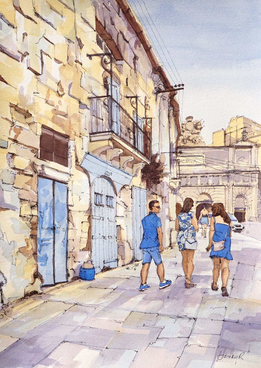 Trio en bleu, La Valette, Malte, c.2024 - Hadley Rampton