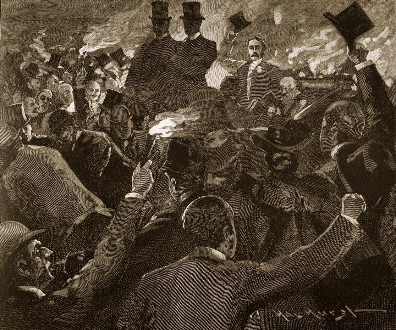 M. Balfour à Dublin : procession aux flambeaux, illustration de 