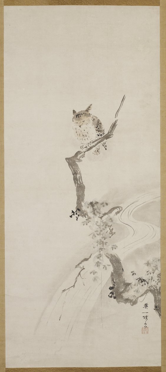 Un hibou perché dans un arbre, c. 1710 - Hanabusa Itcho
