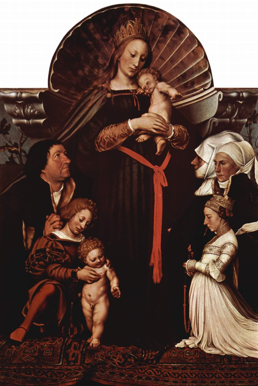 Madone du maire de Bâle Jakob Meyer (Madone de Darmstadt), avec portraits des donateurs - Hans Holbein