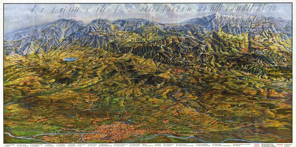 Panorama de la Basse-Silésie et des Sudètes - Hans Holzapfel