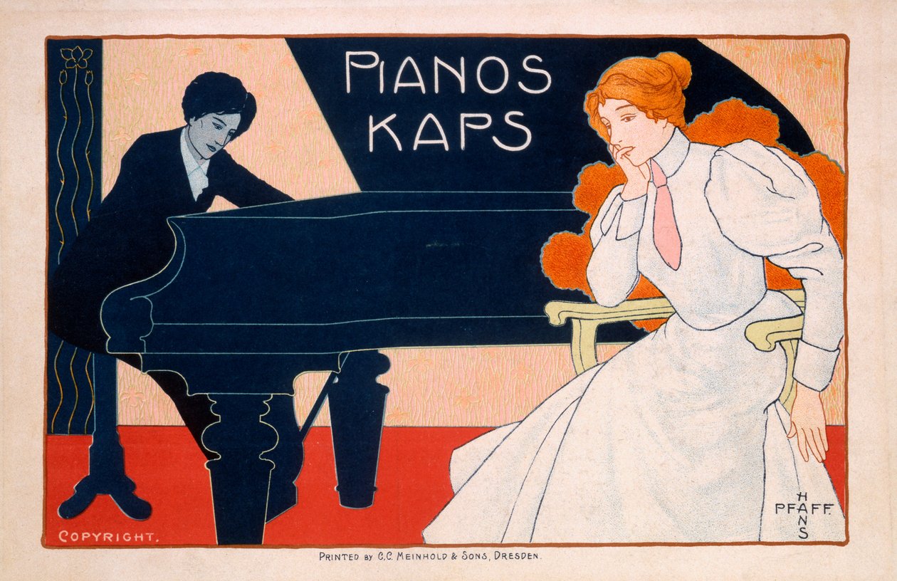 Publicité pour les pianos Kaps, années 1890 - Hans Pfaff