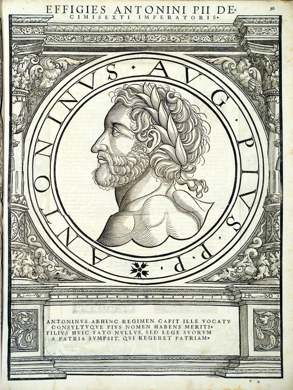Antonin le Pieux, illustration de Imperatorum romanorum omnium orientalium et occidentalium verissimae imagines ex antiquis numismatis - Hans Rudolf Manuel Deutsch