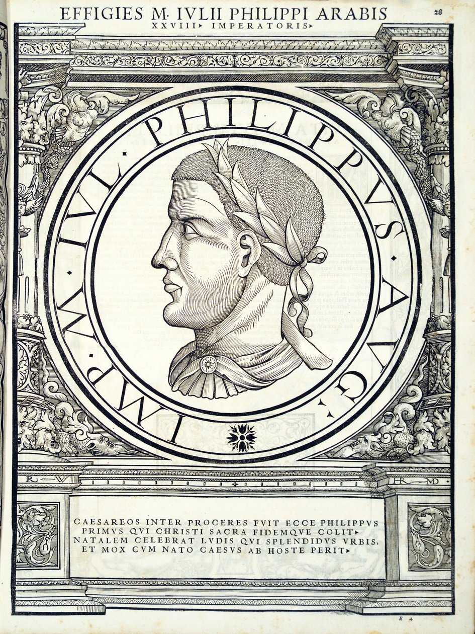 Iulius Philippus, illustration de Imperatorum romanorum omnium orientalium et occidentalium verissimae imagines ex antiquis numismatis - Hans Rudolf Manuel Deutsch