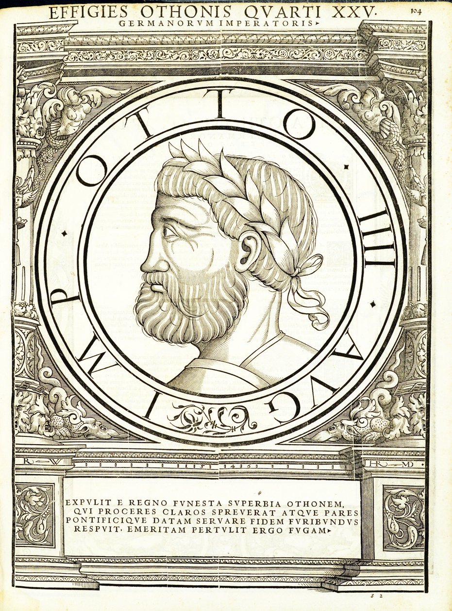 Otho IIII, illustration de Imperatorum romanorum omnium orientalium et occidentalium verissimae imagines ex antiquis numismatis - Hans Rudolf Manuel Deutsch