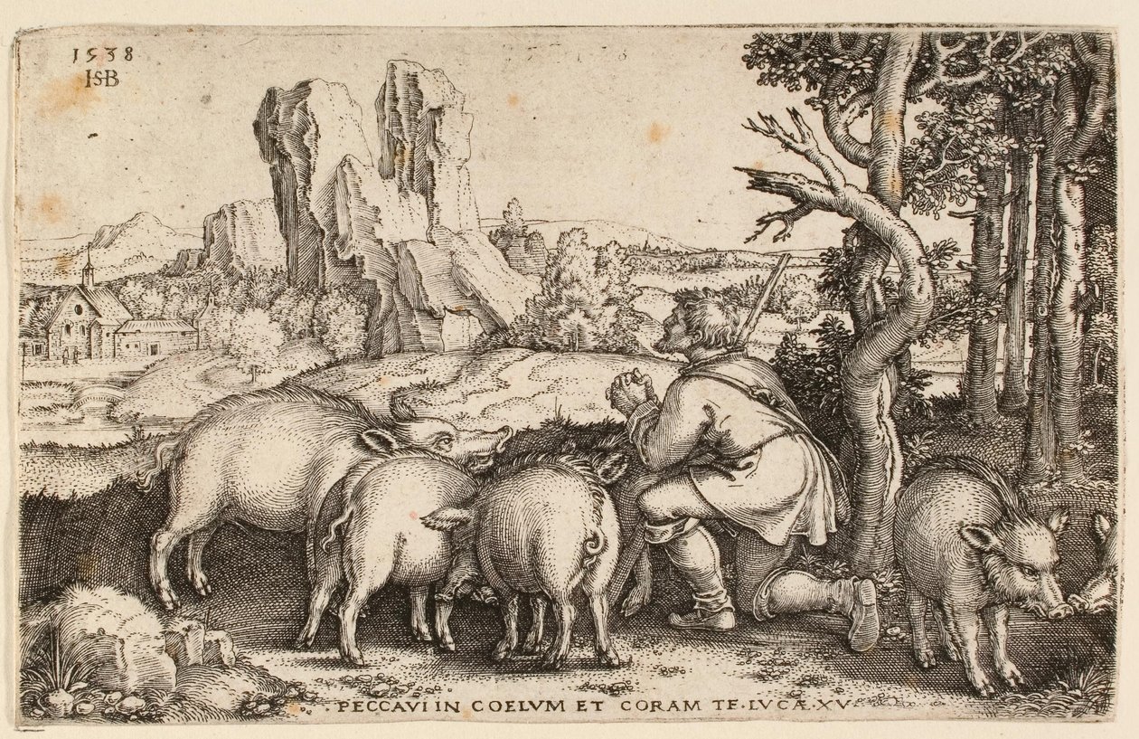 Le Fils prodigue avec les porcs, 1538 - Hans Sebald Beham