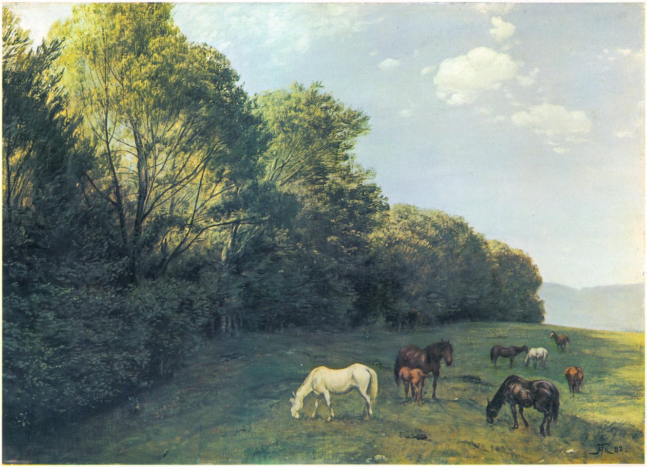 Paysage avec chevaux paissant - Hans Thoma