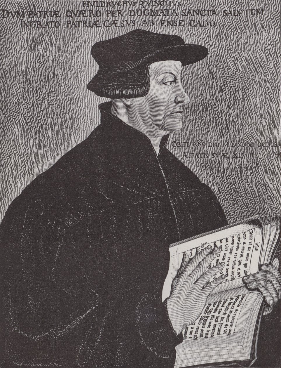 Huldrych Zwingli, leader de la Réforme en Suisse (gravure) - Hans (after) Asper