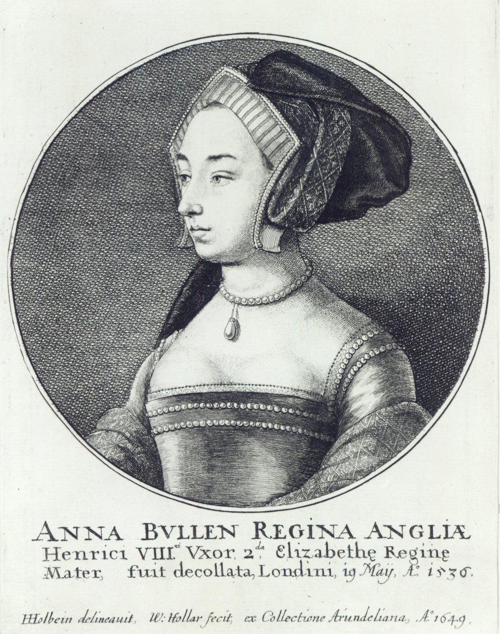 Anne Boleyn, gravée par Wenceslaus Hollar - Hans (after) Holbein the Younger
