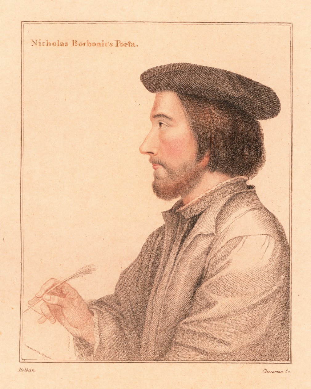 Nicholas Borbonius, poète latin et tuteur (1812) (gravure) - Hans (after) Holbein the Younger