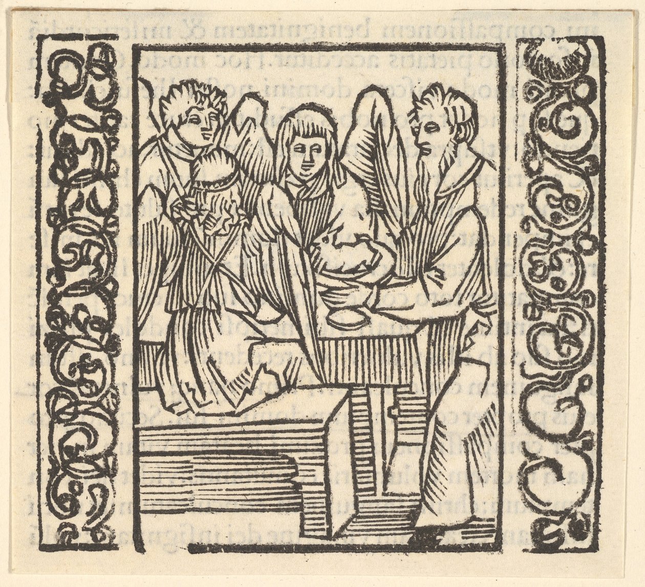 Anges servis à une table, illustration du Speculum Passionis, 1507 - Hans Baldung