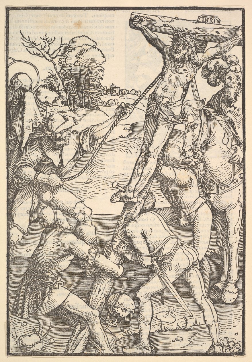 La Levée de la Croix, verso: La Levée de la Croix, du Speculum Passionis Domini - Hans Baldung