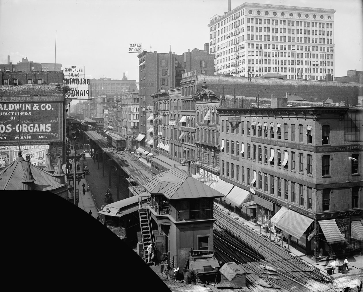 Chemin de fer surélevé, Wabash Avenue, Chicago, Illinois, c.1900-10 - Hans Behm