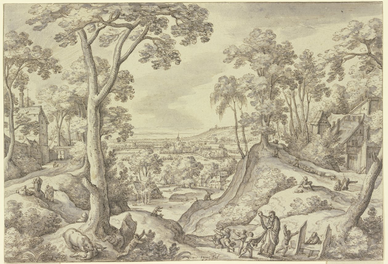 Paysage représentant le prophète Élisée - Hans Bol
