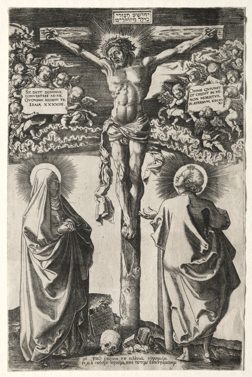 Le Christ en croix entre la Vierge et Saint Jean - Hans Brosamer