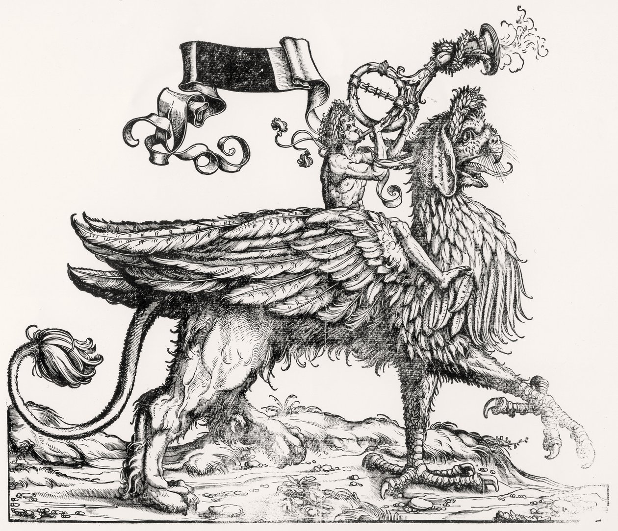 Un griffon monté, de la Procession Triomphale de Maximilien, c.1516-18 - Hans Burgkmair