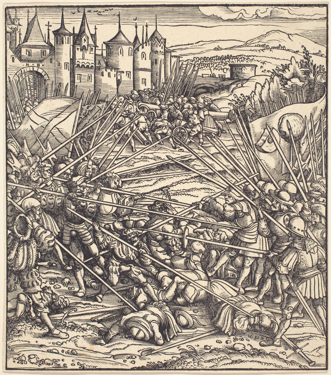 Bataille des fantassins avec des lances - Hans Burgkmair I