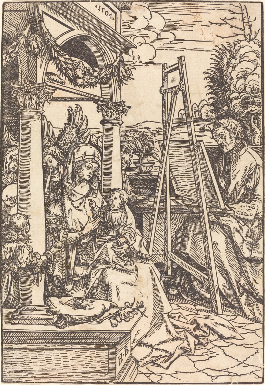 Saint Luc peignant le portrait de la Vierge - Hans Burgkmair I