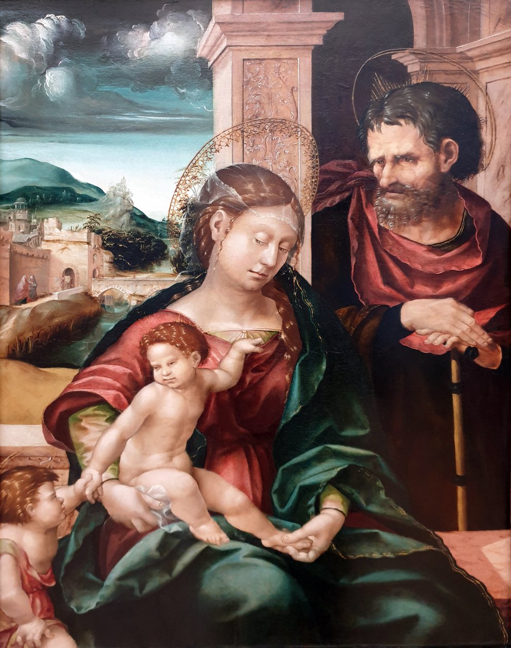 Allemand : Die Heilige Familie mit dem kleinen Johannes La Sainte Famille avec Saint Jean Baptiste enfant - Hans Burgkmair the Elder