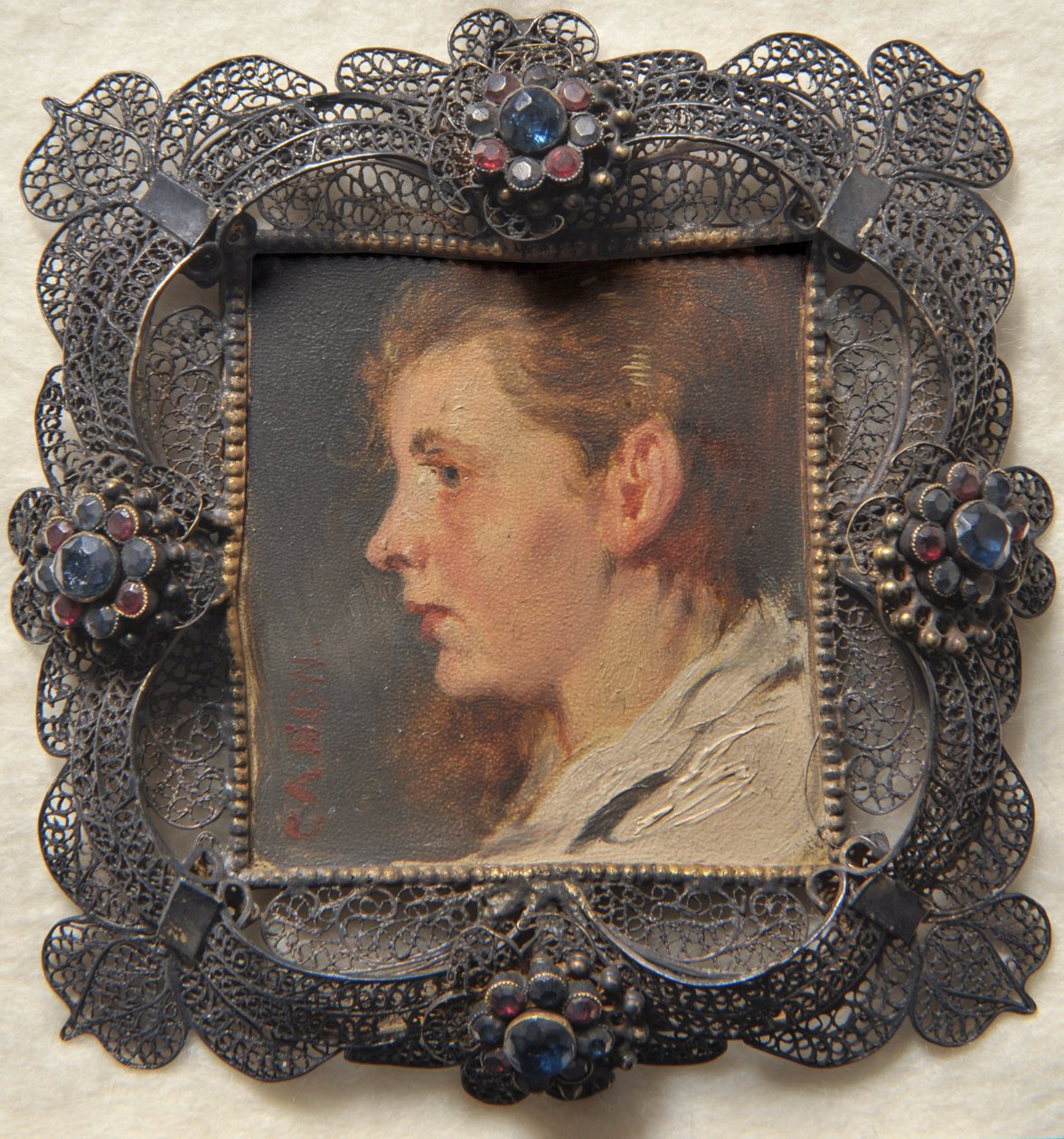 Tête de femme. Miniature issue de la collection Loewe - Hans Canon