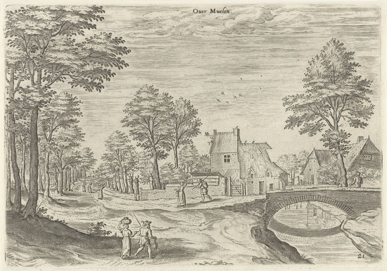 Vue sur la route vers la porte de la ville de Bruxelles Overmolen - Hans Collaert (I)