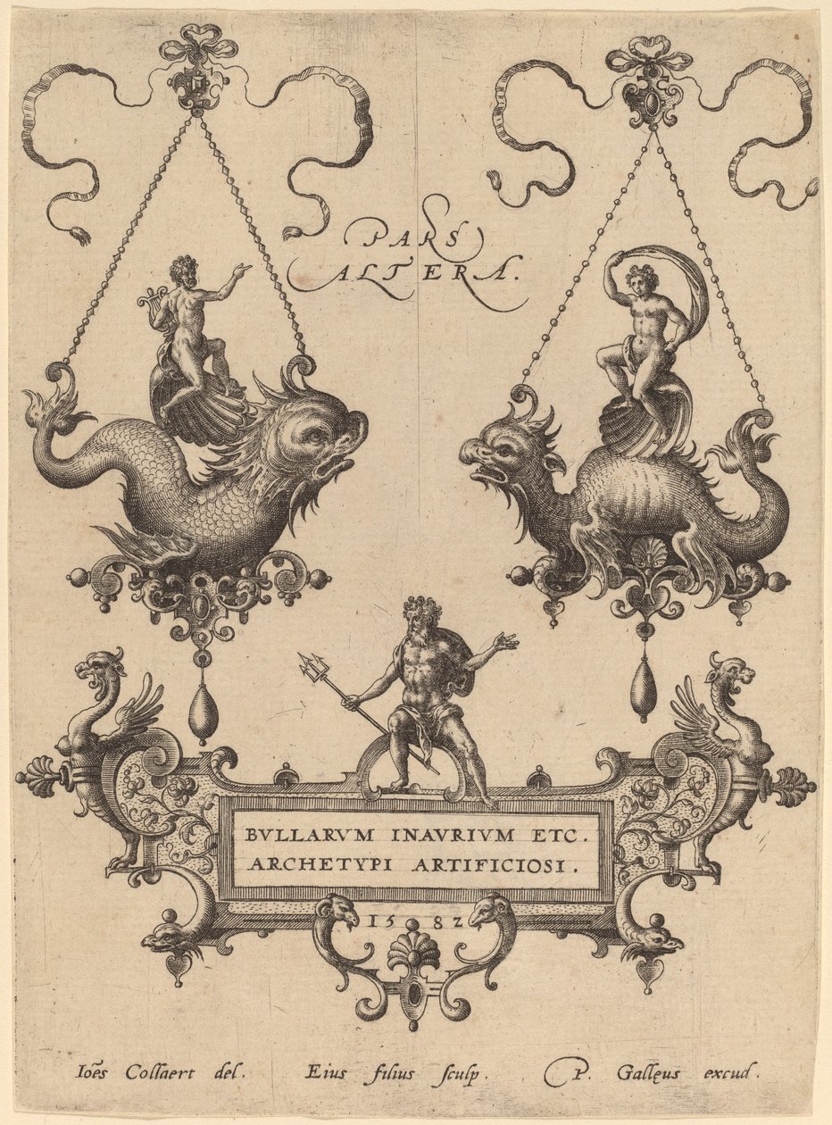 Page de titre avec des dessins pour des pendentifs - Hans Collaert the Elder