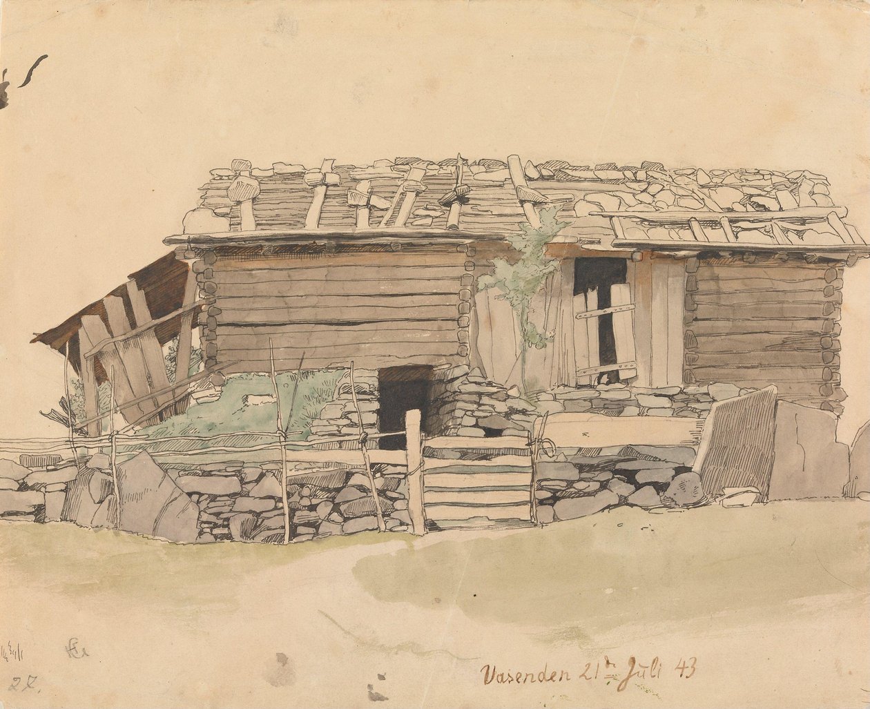 Grange et piste de ski, Vassenden - Hans Gude