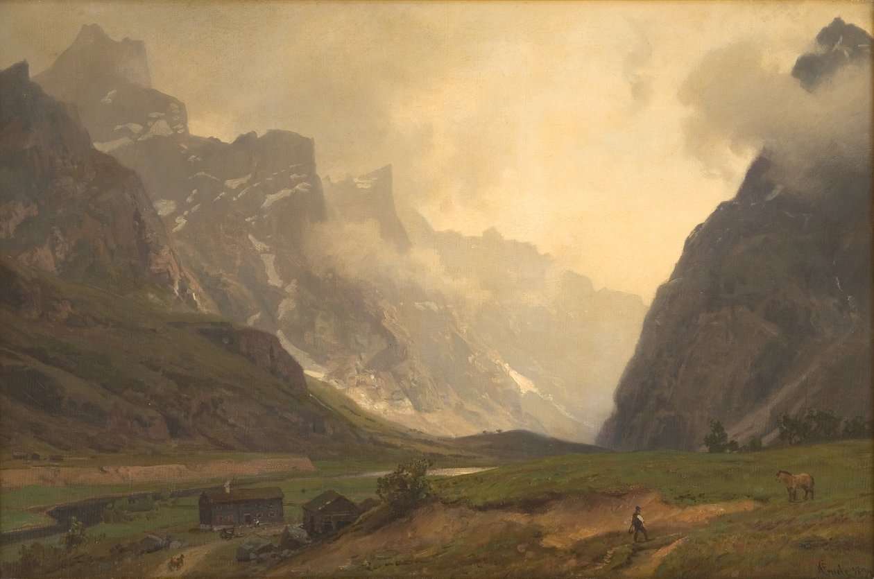 Les pics Troll à Romsdalen : Le pied de Romsdalshorn à droite - Hans Gude