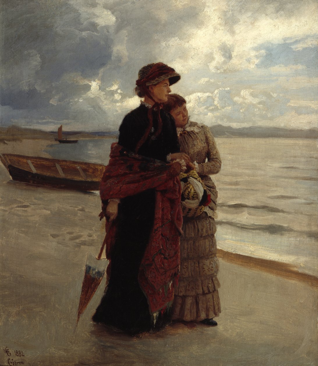 Promenade sur la Plage, Rügen - Hans Gude
