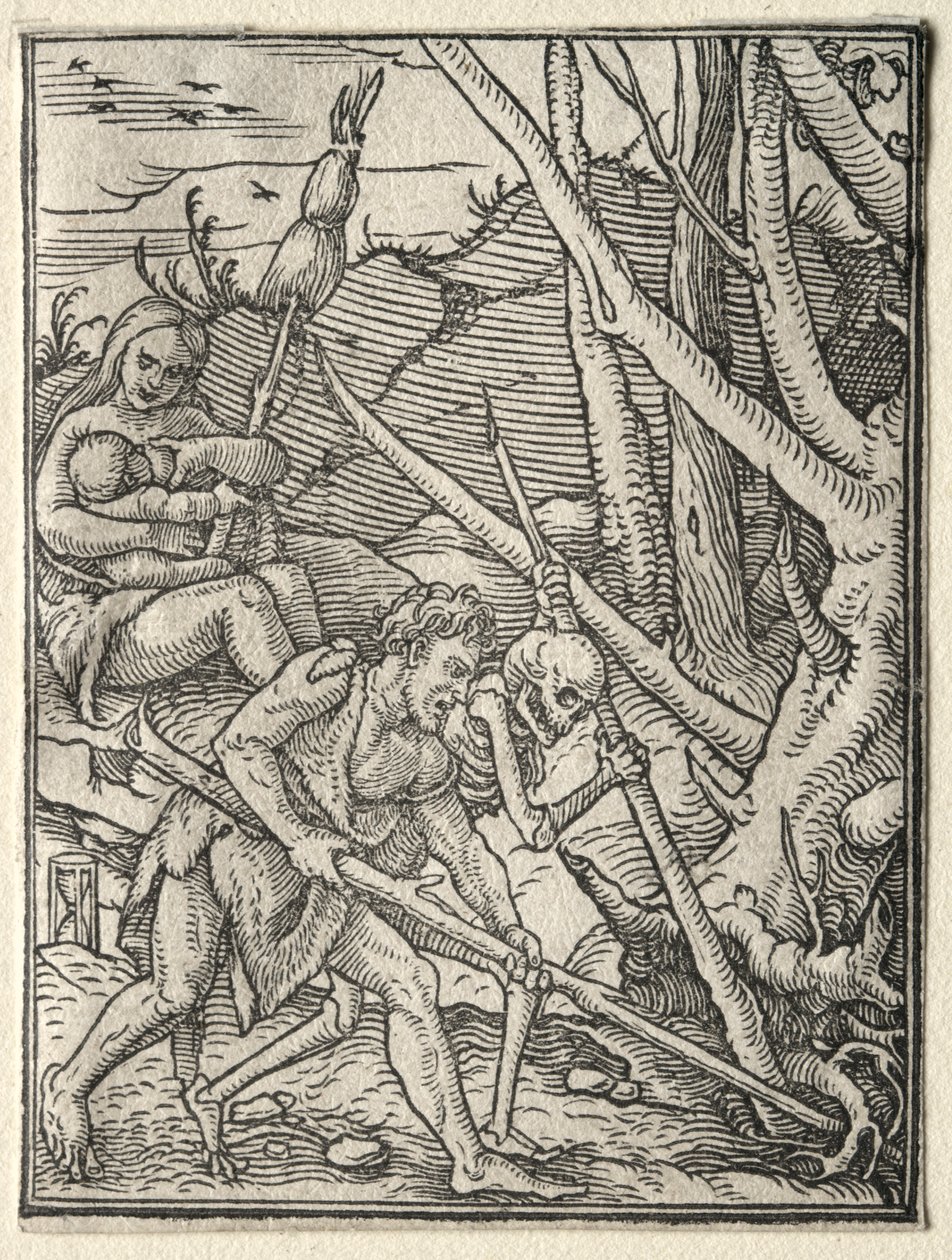 La Danse de la Mort : Adam labourant la terre | Hans Holbein