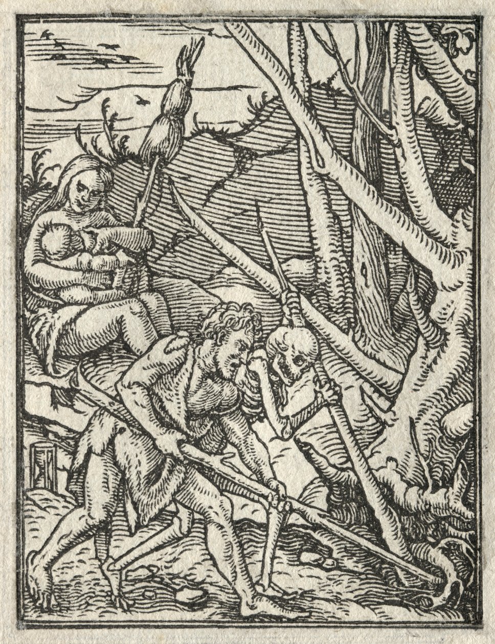 La Danse de la Mort : Expulsion du Paradis, Adam cultivant le sol - Hans Holbein