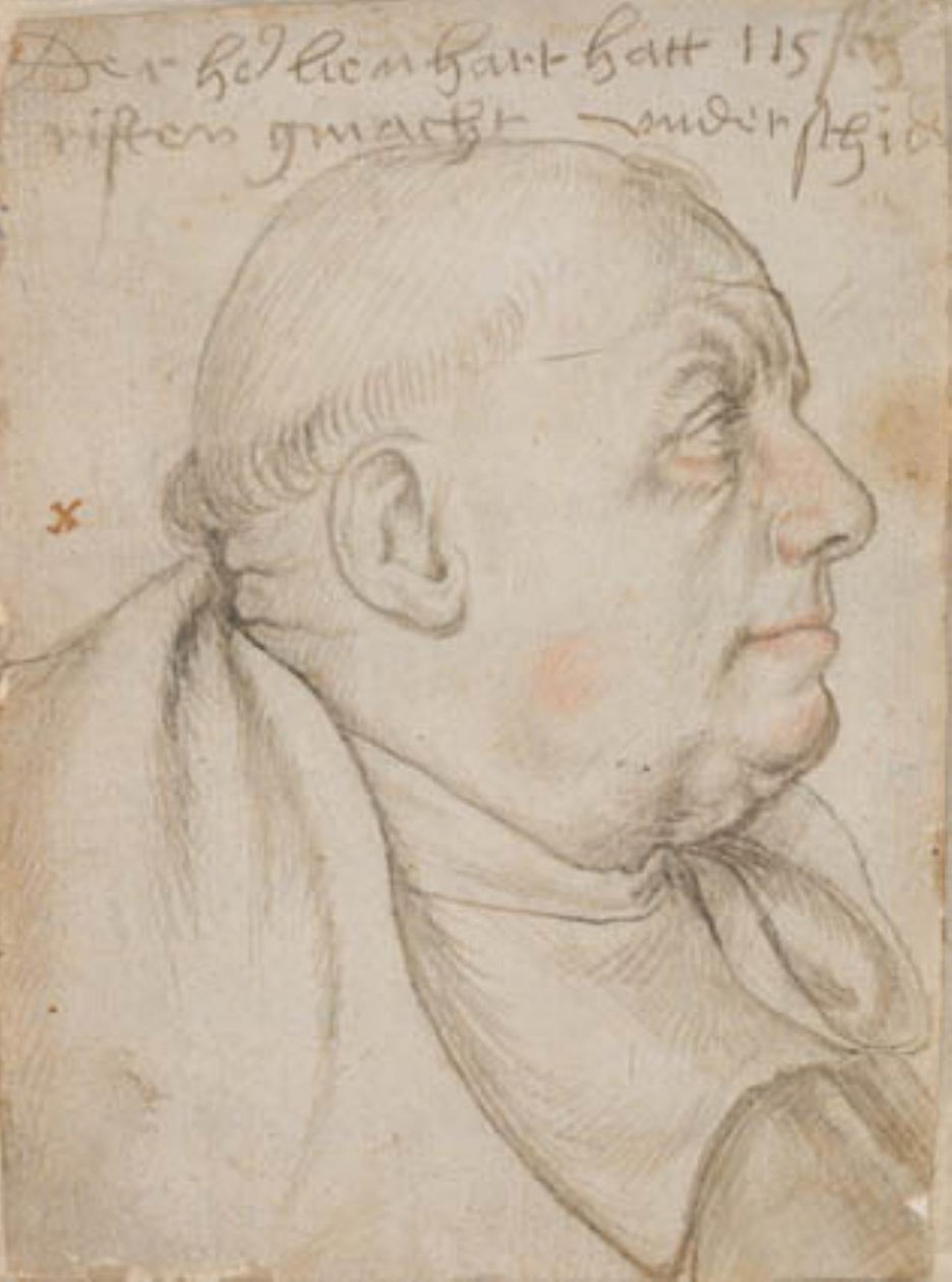 Portrait du calligraphe Leonhard Wagner, surnommé Würtslin, moine de Sts Ulrich et Afra à Augsbourg, de profil à droite - Hans Holbein d.Æ.