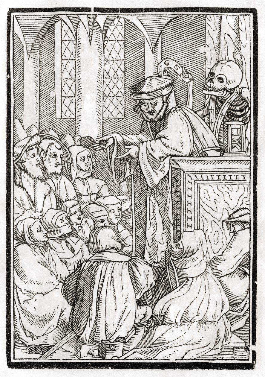 La mort vient pour le prédicateur, gravé par Georg Scharffenberg, de 