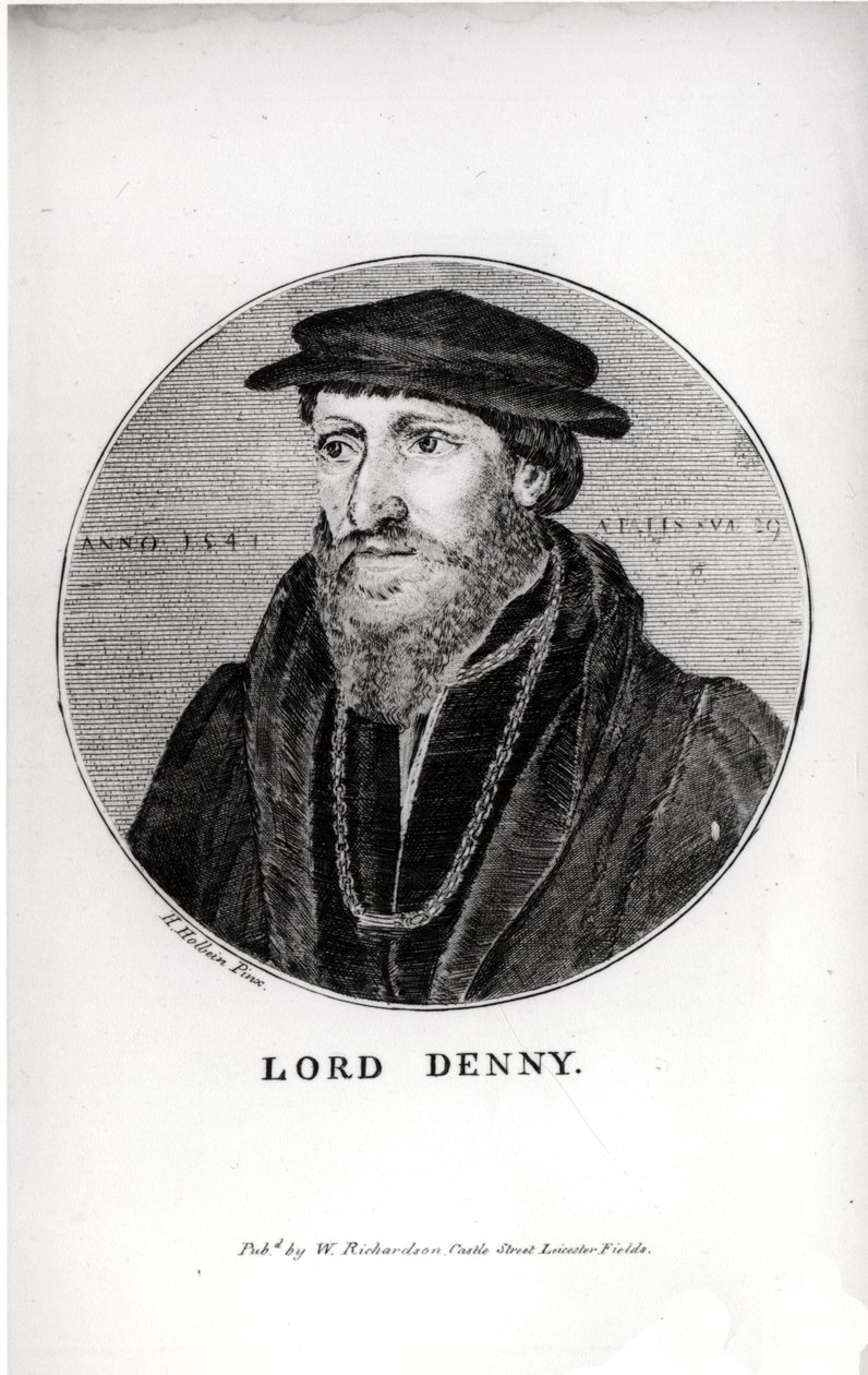 Portrait de Sir Anthony Denny (1501-49) en 1541, gravé par W. Richardson - Hans Holbein der Jüngere