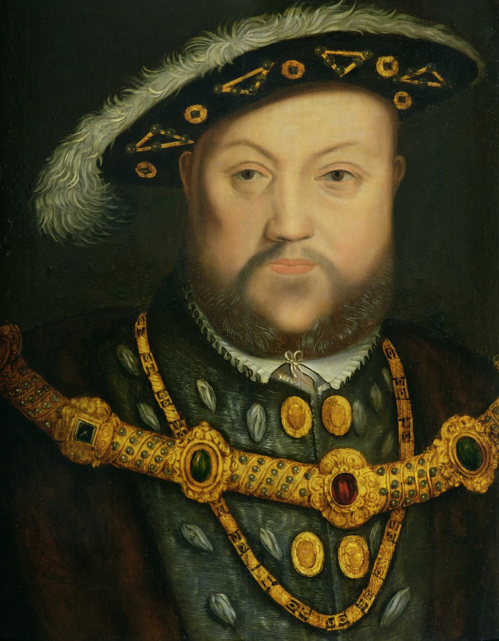 Portrait de Henry VIII (1491-1547) avec une chaîne de bijoux et des robes en fourrure - Hans Holbein the Elder