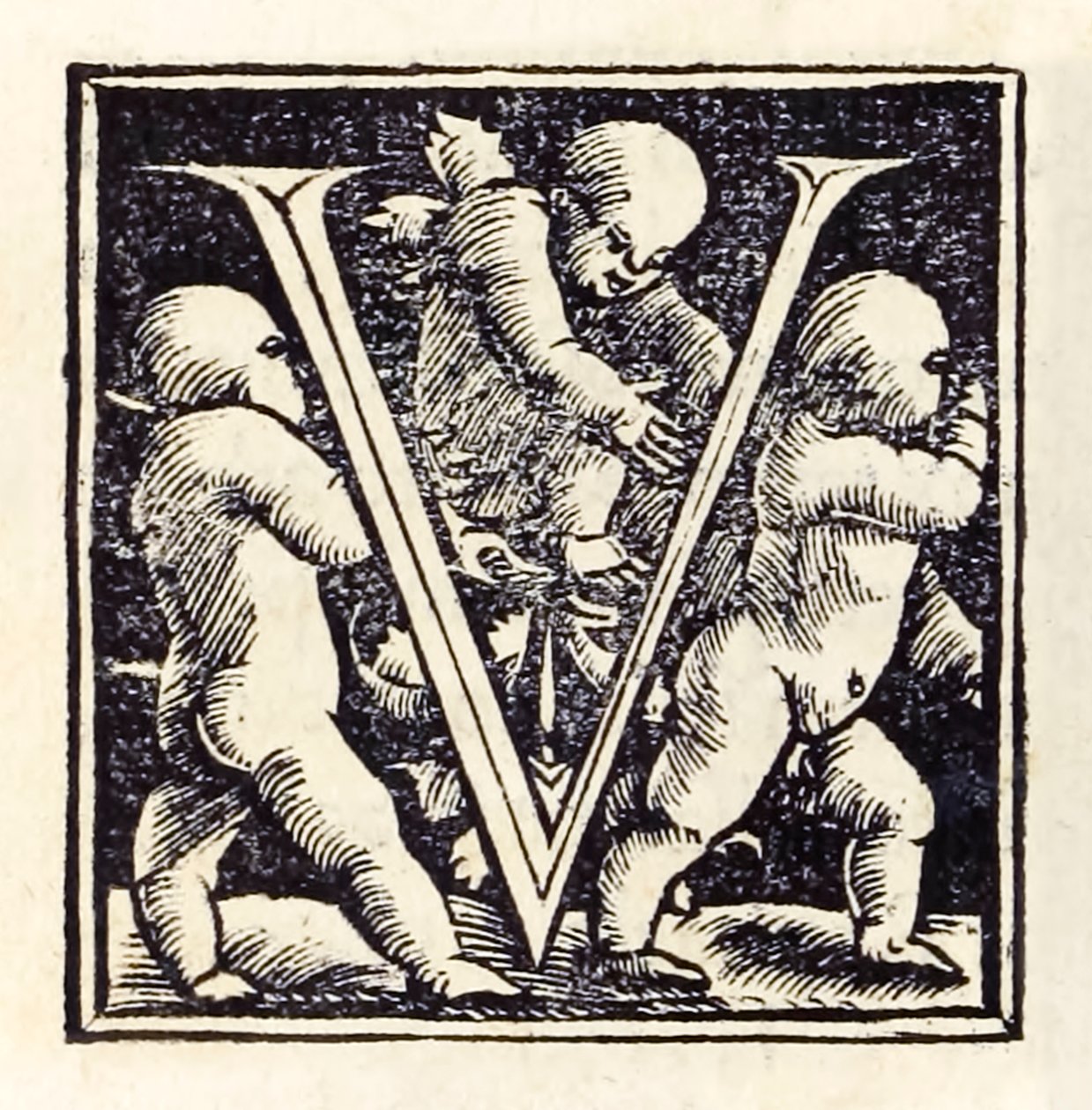 Lettre illuminée "V" de la troisième édition de 1518 de 