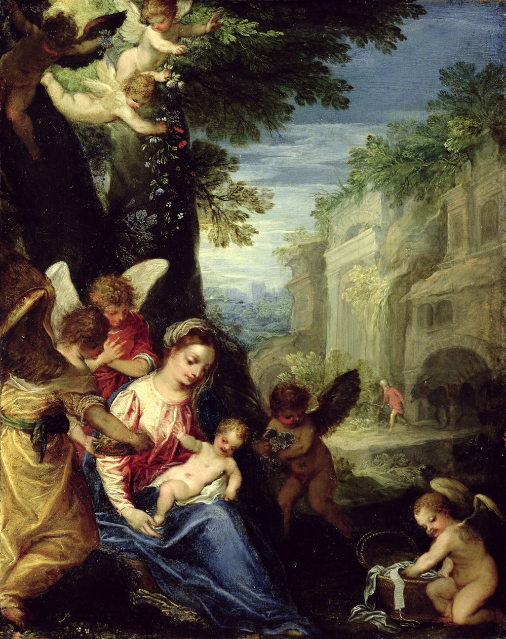 Repos pendant la fuite en Égypte, 1597 - Hans I or Johann Rottenhammer