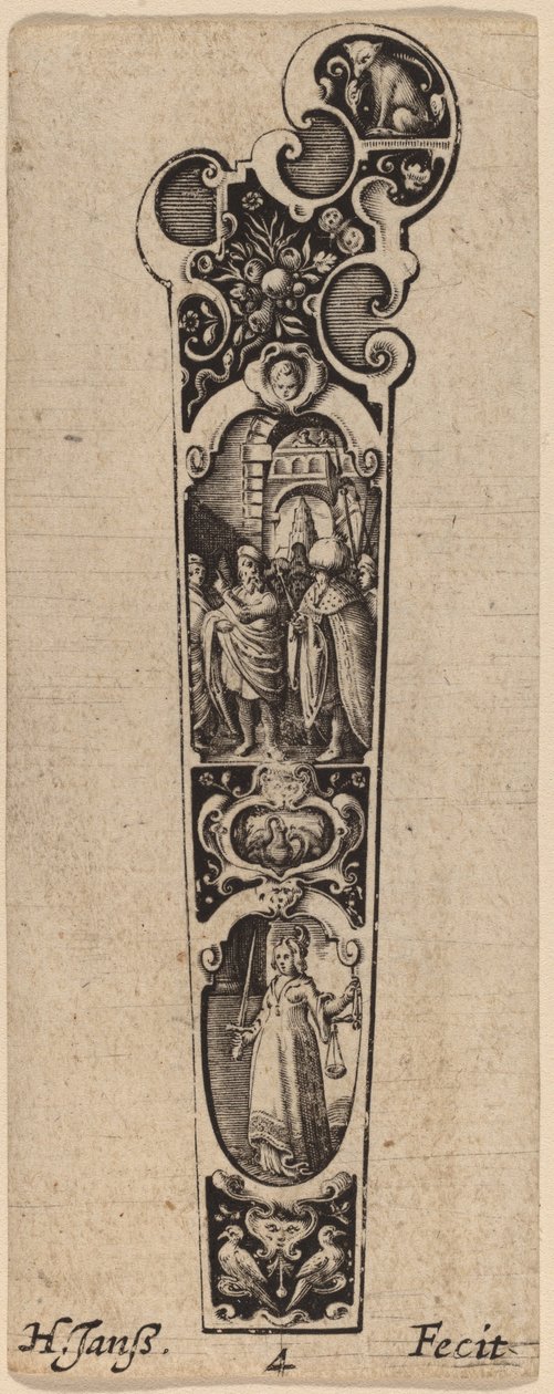 Manche pour couteau ou fourchette, orné de figures - Hans Janssen