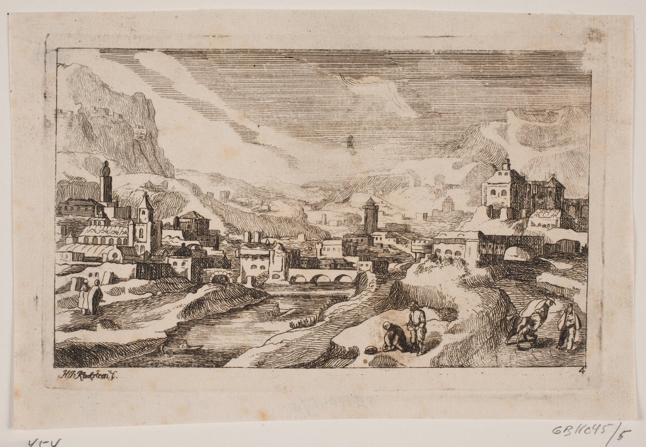 Paysage de montagne avec le bon Samaritain au premier plan - Hans Jørgen Kirksteen