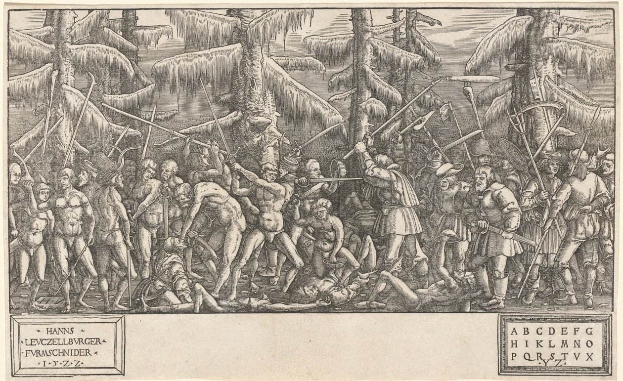 Bataille des hommes nus et des paysans - Hans Lützelburger, after Master NH