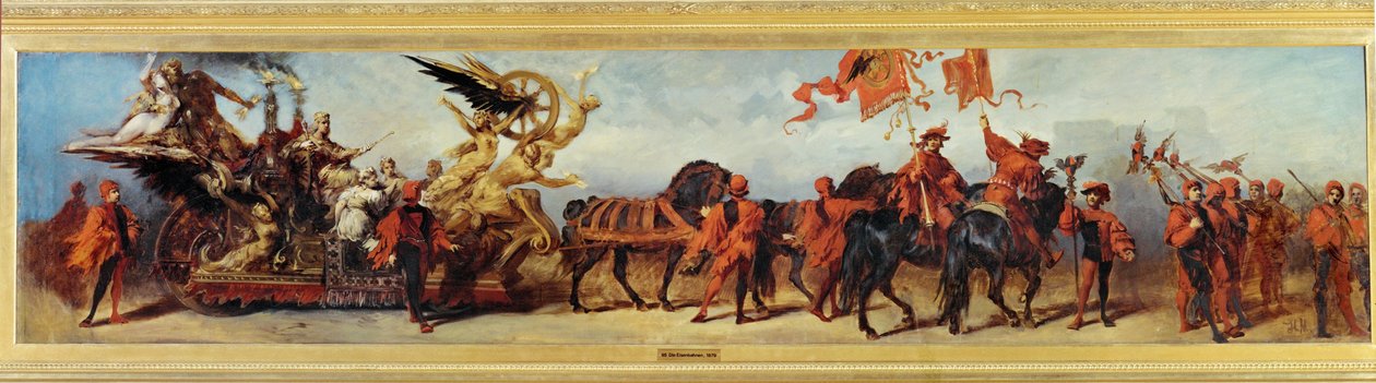 Die Eisenbahnen - Les chemins de fer, esquisse pour le jubilé de 1879 ... (peinture sur toile) - Hans Makart