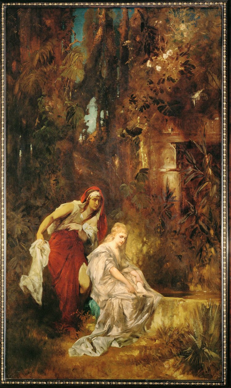 Blanche-Neige endormie ... (peinture sur toile) - Hans Makart