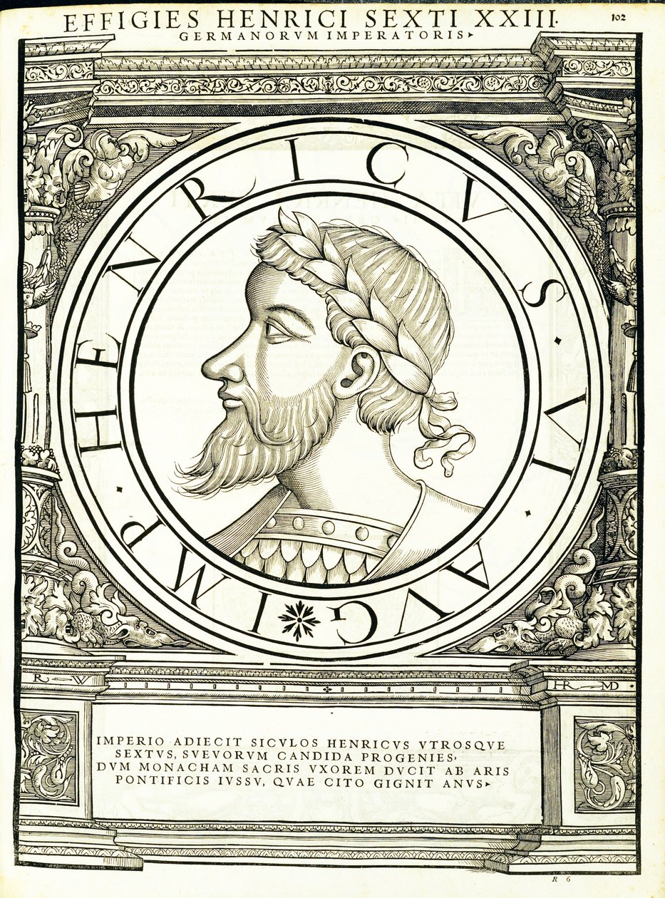 Henricus VI, illustration de Imperatorum romanorum omnium orientalium et occidentalium verissimae imagines ex antiquis numismatis - Hans Rudolf Manuel Deutsch