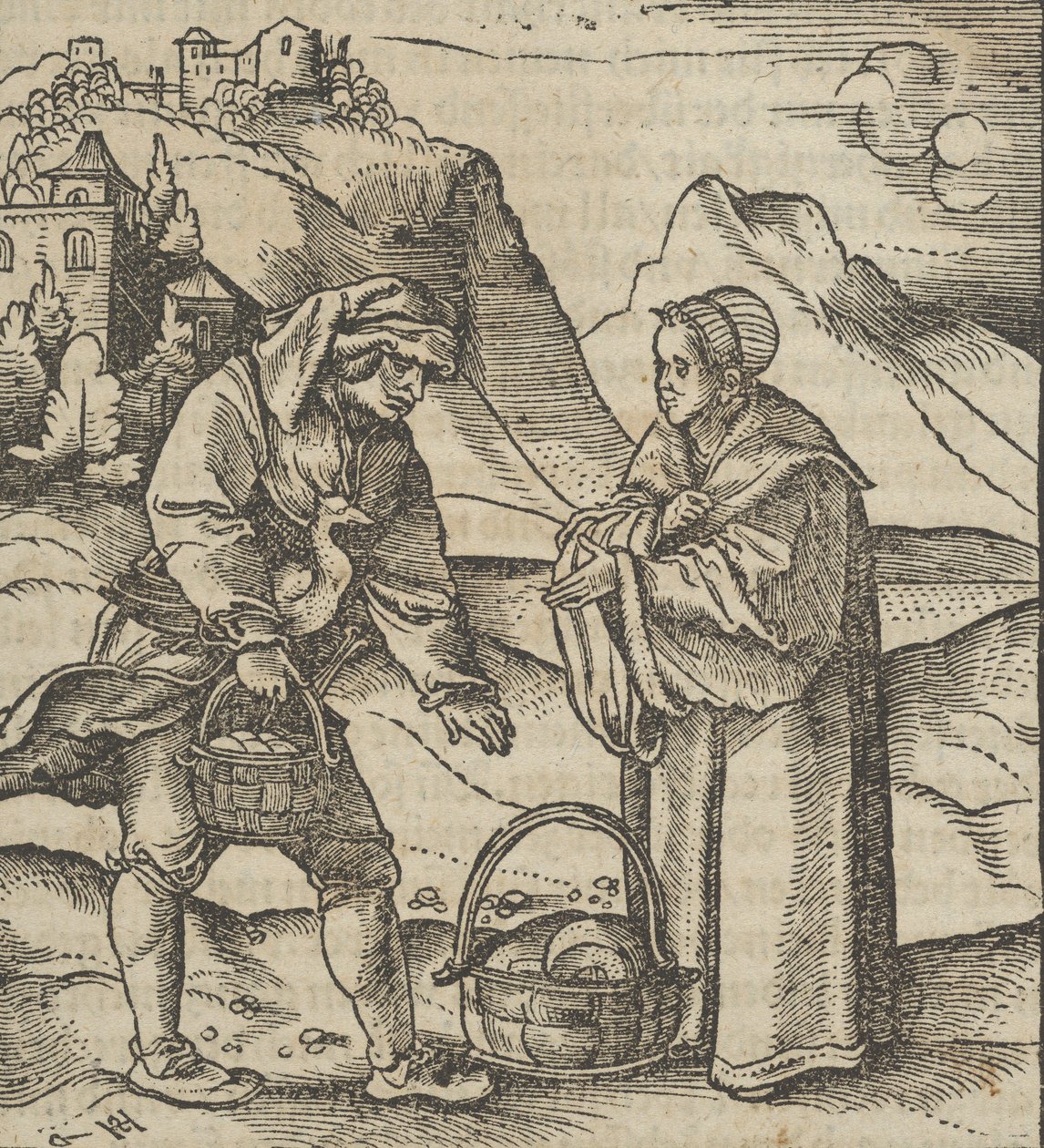 Un fermier et son patron, de Hymmelwagen auff dem, wer wol lebt... - Hans Schäufelein the Elder