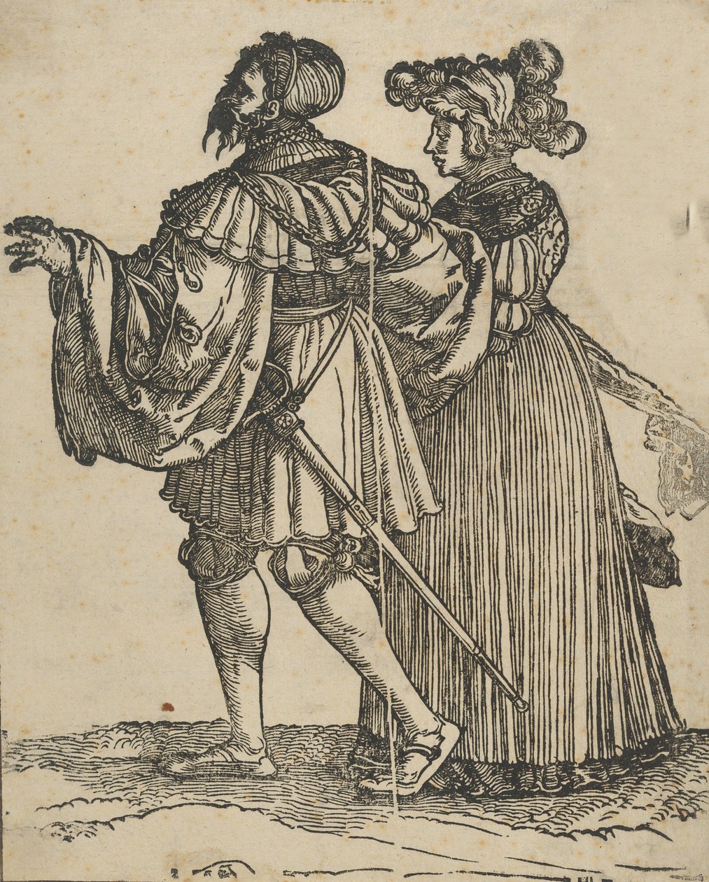 Couple marchant vers la gauche VI, de The Wedding Dancers restrike - Hans Schäufelein the Elder