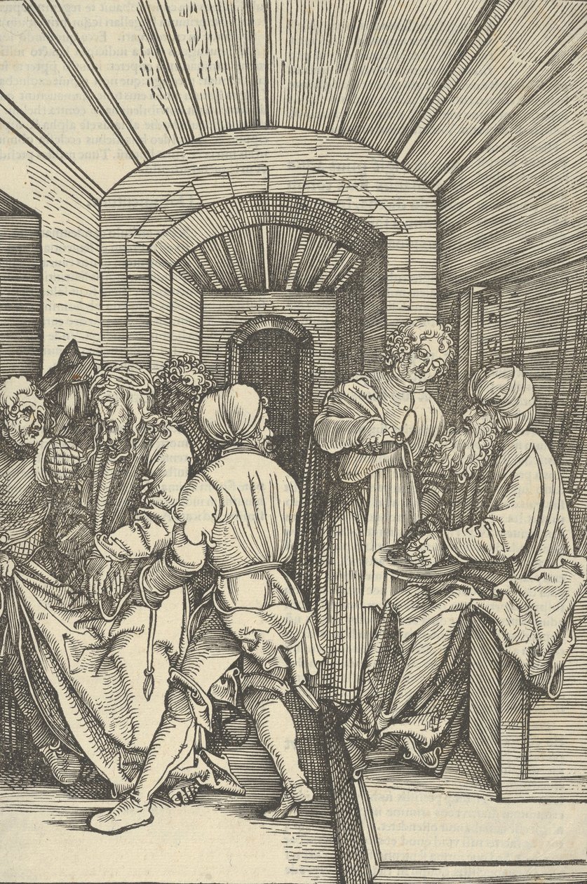 Pilate se lavant les mains, de Speculum passionis domini nostri Ihesu Christi, 1507 - Hans Schäufelein the Elder