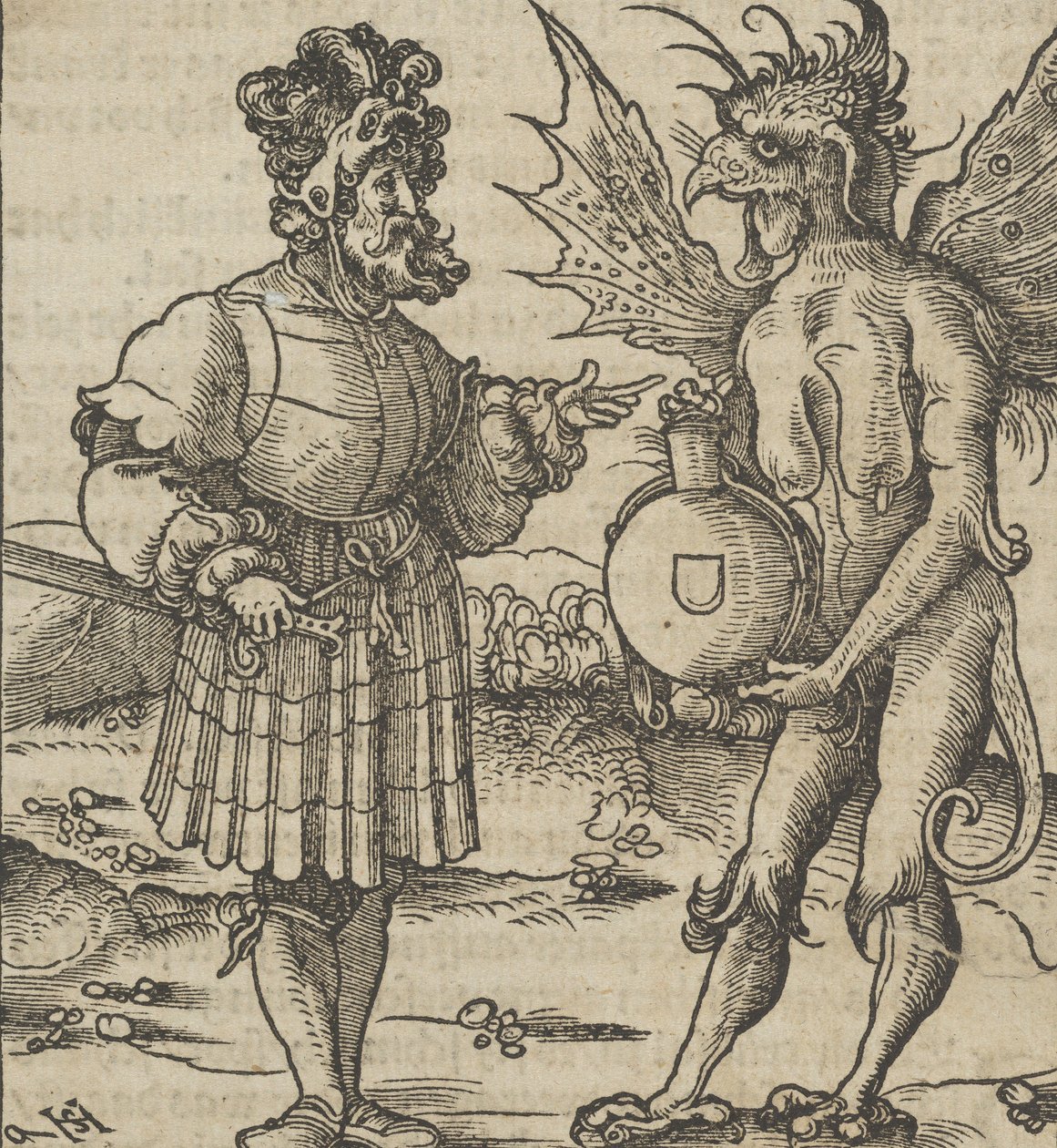 Le Diable offrant du poison à un chevalier, de Hymmelwagen auff dem, wer wol lebt... - Hans Schäufelein the Elder