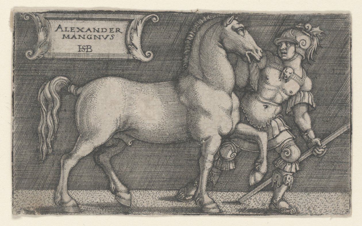 Alexandre le Grand menant Bucéphale (gravure) - Hans Sebald Beham