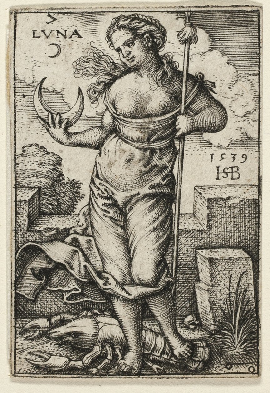 Lune, planche sept des Sept Planètes avec les Zodiacs - Hans Sebald Beham