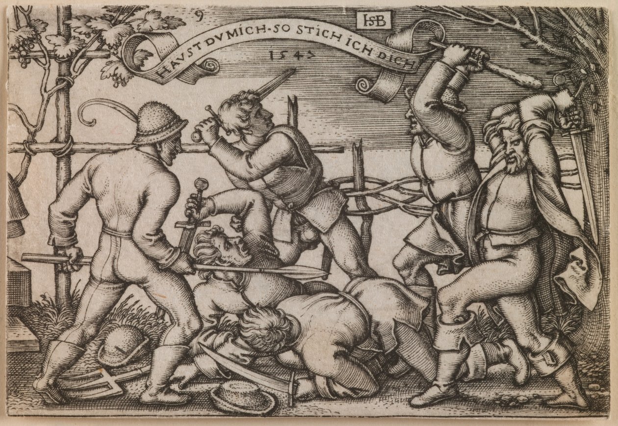 "Rixe de paysans" de la série "La fête des paysans ou les douze mois". - Hans Sebald Beham
